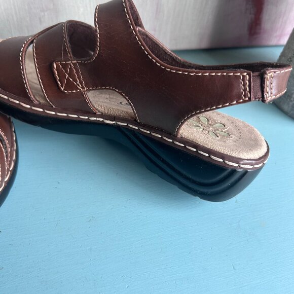 Dr. Scholl's Leather Embroidered Sandal Size 6 Low Heel Comfort Arch Support - Picture 10 of 11